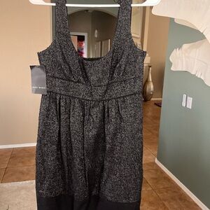 New Zara Basic Textured Black & Silver Sleeveless Dress